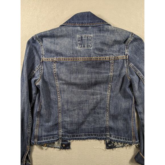Abercrombie Jean Jacket Womans X-Small Blue Button Closure Distressed EUC - Picture 7 of 12